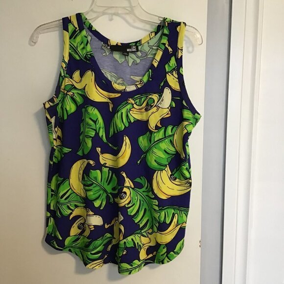 LOVE MOSCHINO Banana and leaf print tank top Size 4 - Picture 1 of 10